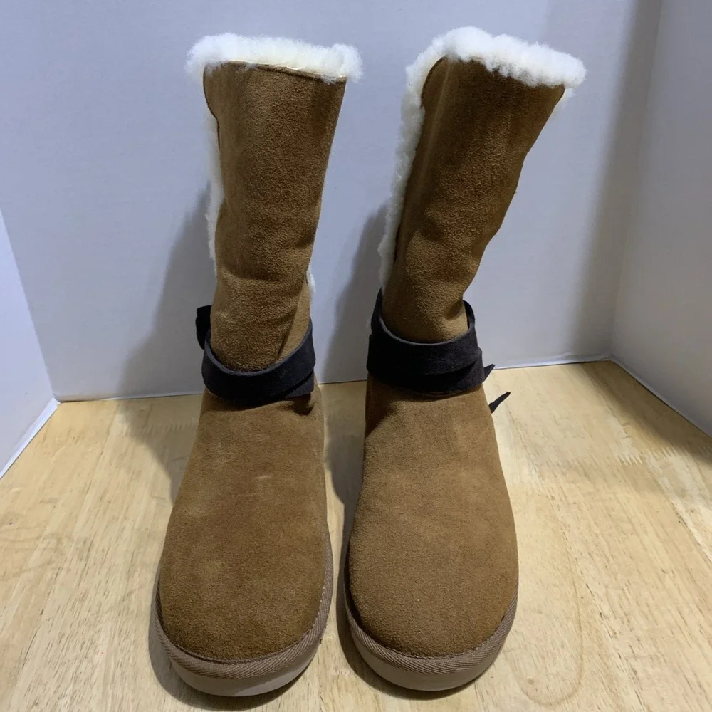Koolaburra by Ugg Boots‎ Womens 8 Rozalia Brown Suede Lined Winter Pull On Shoes